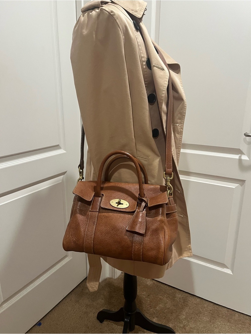 MULBERRY SMALL OAK BROWN GRAINED LEATHER BAYSWATER SATCHEL - Picture 15 of 16